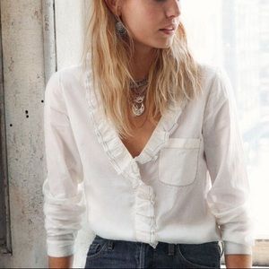 Sézane Capucine sheer ruffle top